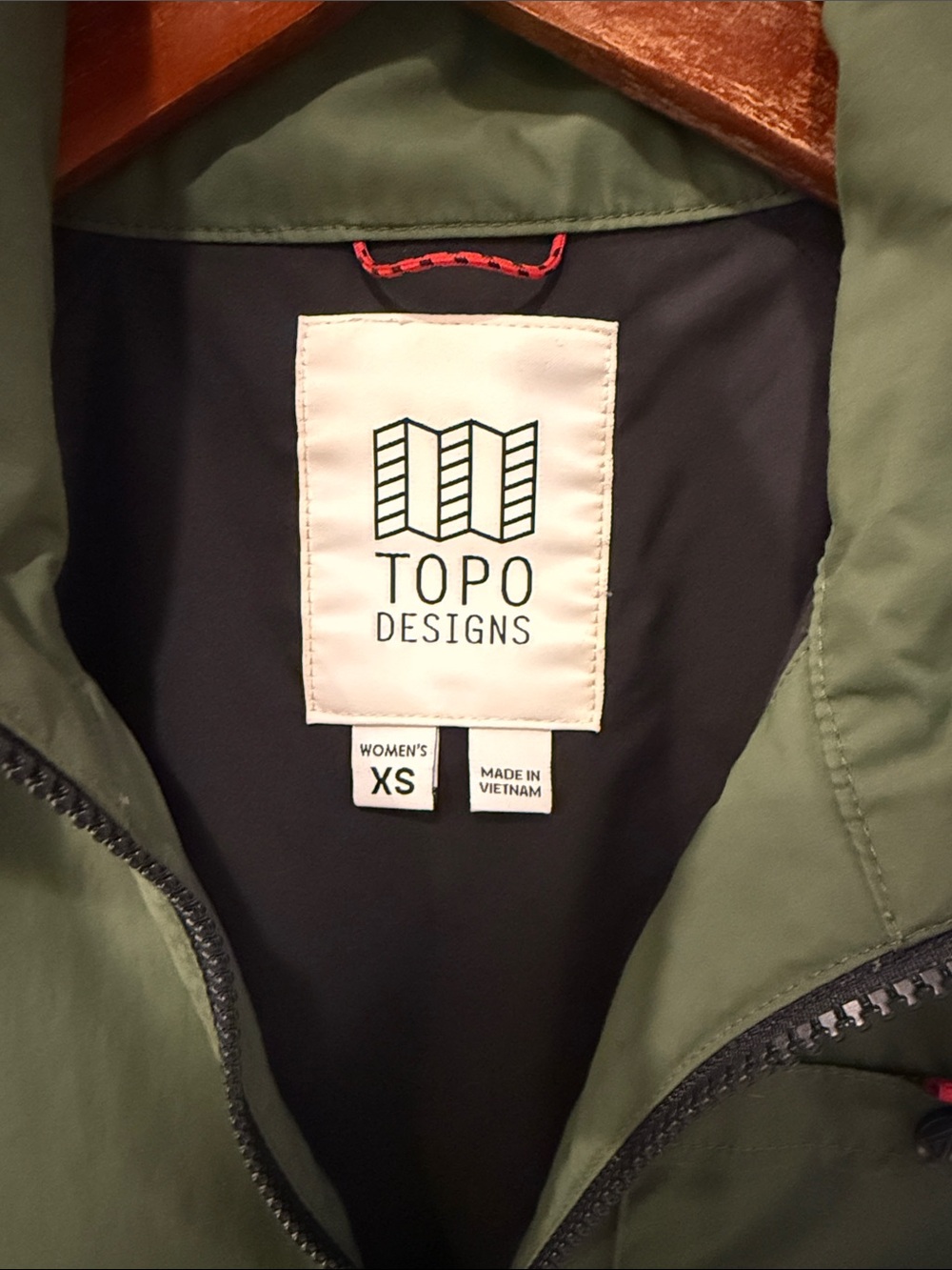 Topo Designs Women’s Wind Olive Green Jacket with Black Trim - Picture 2 of 4